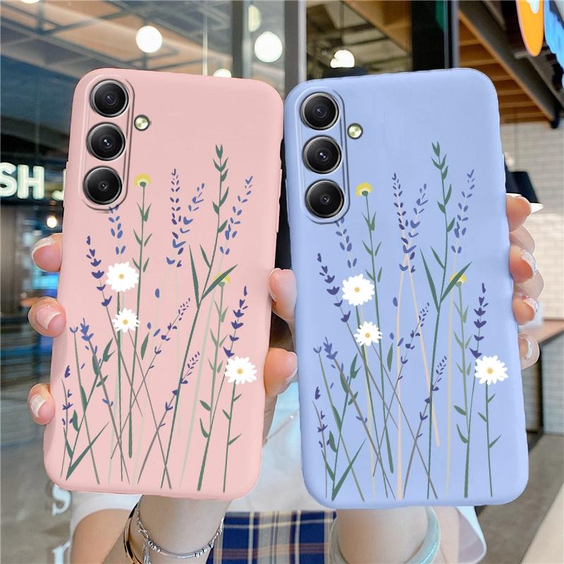 Мягкий силиконовый чехол с рисунком цветка и листьев для Samsung M35 A55 Xiaomi Redmi Note Poco C65 iPhone Huawei Honor Realme Camera Защитный противоударный чехол