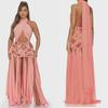 Сексуальное длинное платье подружки невесты на бретельках 2024 года цвета креветки, полностью ручная работа с универсальными стилями ношения