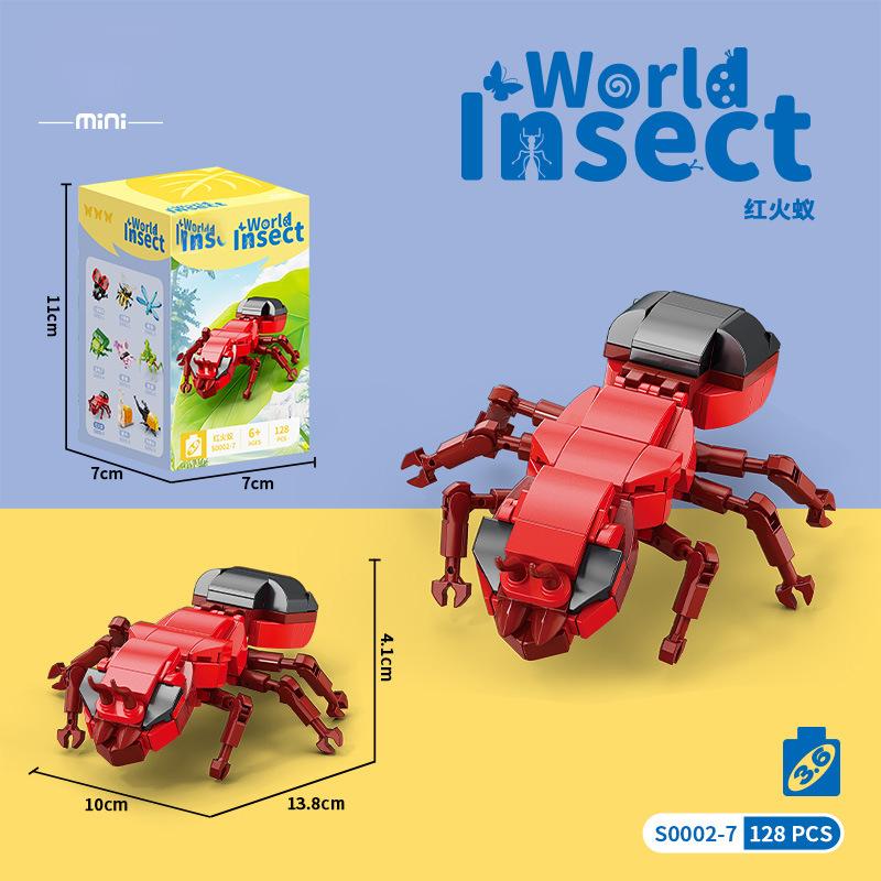 Игрушки для детей Насекомые Мини-блоки Конструктор Животное Частицы Строительный блок Игрушка для детей Мальчик от 9 до 12 лет Взрослые Кирпич