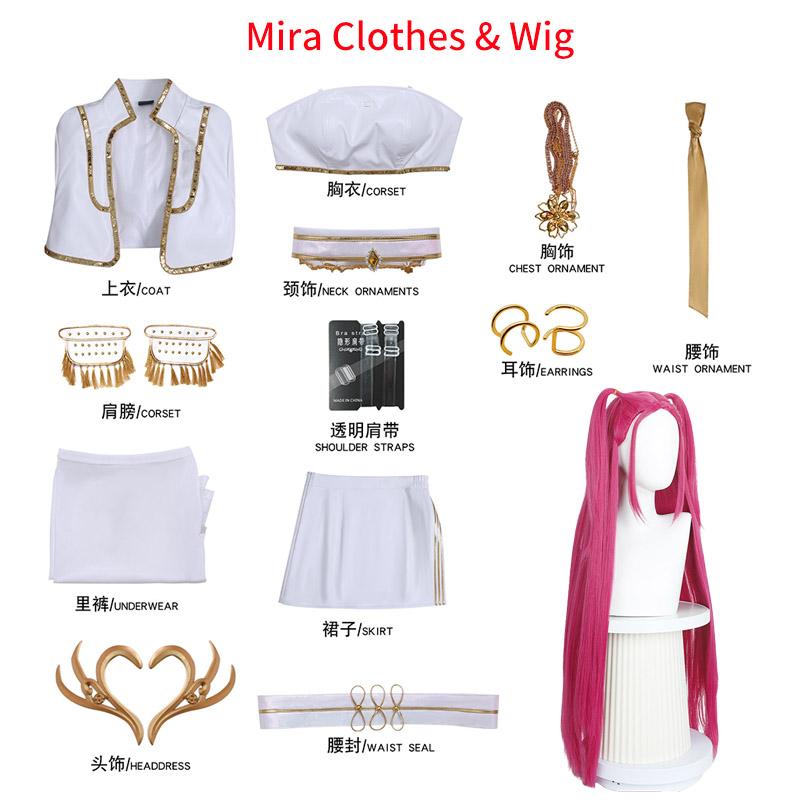 Rumi Zoey Mira Cosplay Costume Wig Kpop Idol Demon Hunters White Suits Stage Performace Role Play Women Halloween Outfits