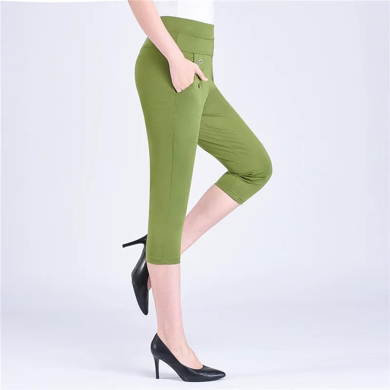 Льняные женские летние брюки с эластичной талией — повседневный стиль для мам среднего и пожилого возраста