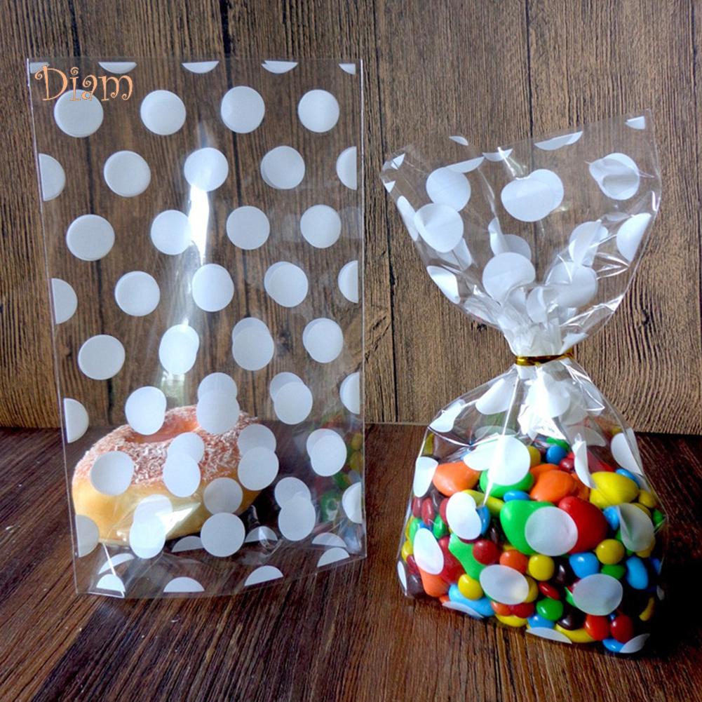 NO.HS 100Pcs Disposable Plastic Cookies Candy Party Favors Snacks Baking Package Bag