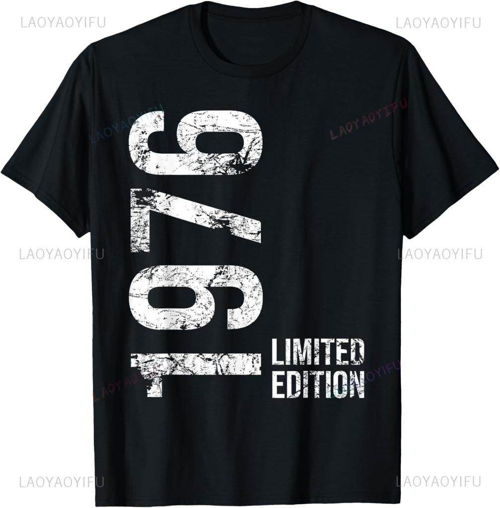 Vintage 1976 Music Cassette 48th Birthday Gifts 48 Years Old T-Shirt Graphic Custom Printed Short Sleeve Shirts Men Clothing