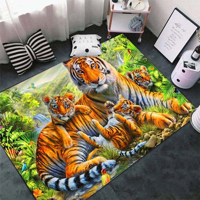Модный ковер с рисунком тигра на полу, большой ковер с 3D принтом животных, мягкий коврик для гостиной, впитывающий противоскользящий коврик для ванной комнаты