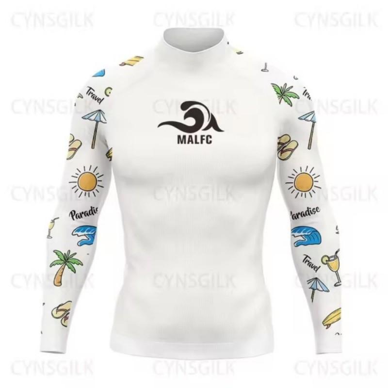 Mens UPF 50 Rash Guard Long Sleeve Swim Shirt Surfing Diving Snorkeling Water Sports Quick Dry Bamboo Fiber