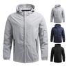 Men Jacket Hooded Long Sleeve Solid Color Jacket Coat with Pockets Zipper Placket