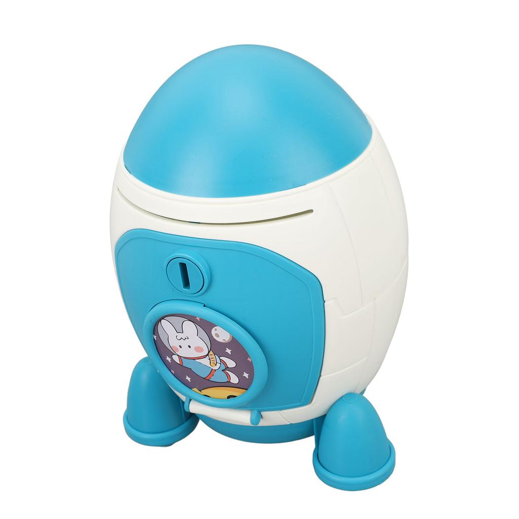 Cartoon Money Bank with Key Large Capacity Cute Cartoon Space Money Saving Toy for Kids Boys Girls Blue