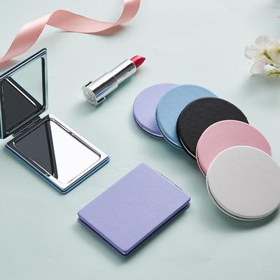 Мини-зеркало для макияжа из искусственной кожи для девочек, двухстороннее, увеличительное, складное, с двумя карманами, небольшой туалетный столик для макияжа для путешествий, косметический инструмент