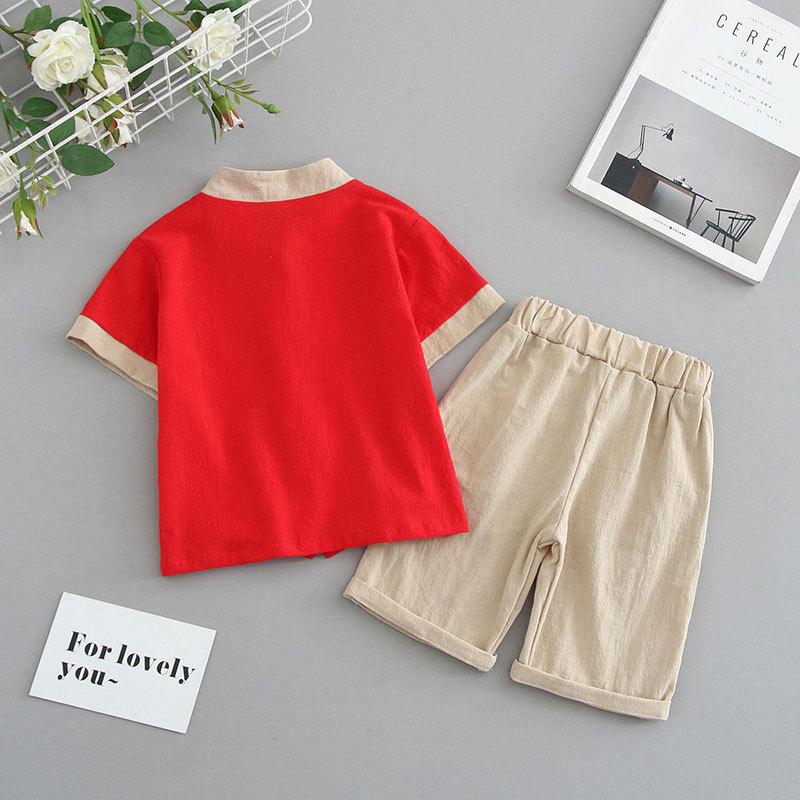 Детский костюм ханбок для мальчиков в стиле Тан, детский летний костюм в китайском стиле с короткими рукавами из хлопка и льна, детский ретро-стиль династии Мин