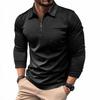 Осень Зима Внешняя Торговля Мужская Футболка Поло с Длинным Рукавом Мужская Одежда Отложной Воротник Футболка Американский Стиль Топ Мужской