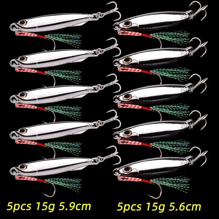 10 шт./лот металлическая литая джиг-блесна 10 г 20 г 30 г 40 г набор приманок с крючком для ловли рыбы на джиг, искусственная приманка для ловли морского окуня