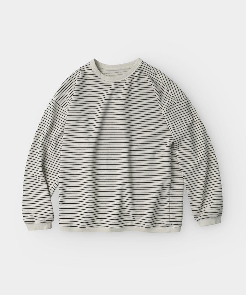 INDUST Pig-Dyed Easy Stripe Sweatshirt_Moon Gray