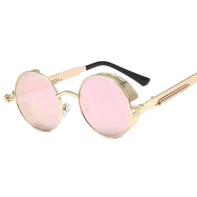 Classic Gothic Steampunk Sunglasses Vintage Round Mirror Glasses UV400 Protection Retro Fashion Eyewear Brand Designer