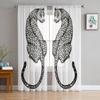 Hand Drawn Leopard Sheer Window Curtains For Living Room Bedroom Modern Voile Tulle Curtains Fabric Drapes For Kitchen