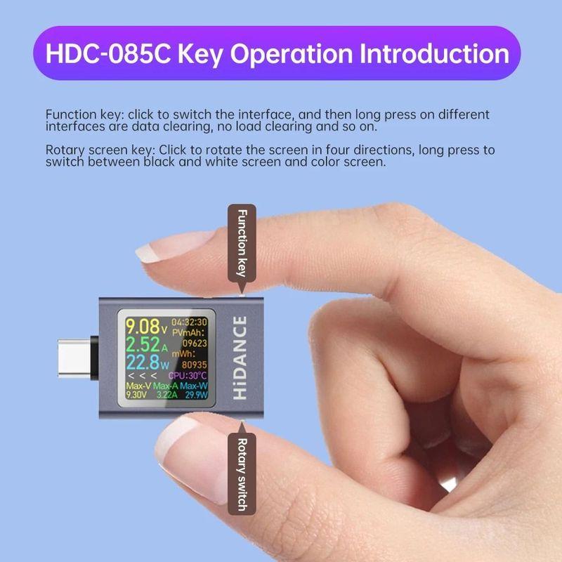 Многофункциональный USB Type-C Тестер LED Цветной Дисплей DC 4,5-50В 0-12А 600Вт USB Амперметр Измеритель Мощности Алюминиевый Сплав