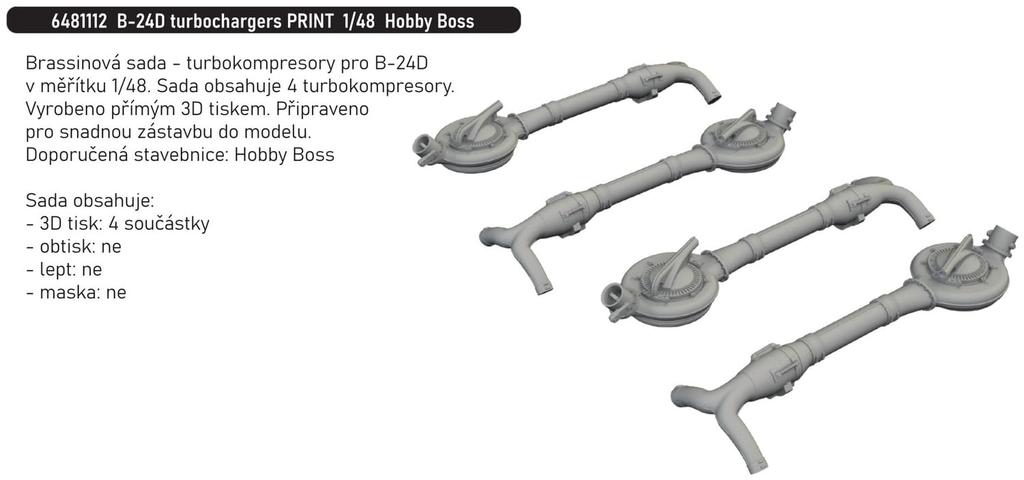 Эдуард 1/48 B-24D Набор турбокомпрессоров из 4 штук (для Hobby Boss) Детали для пластиковой модели EDU6481112 (Самолет)