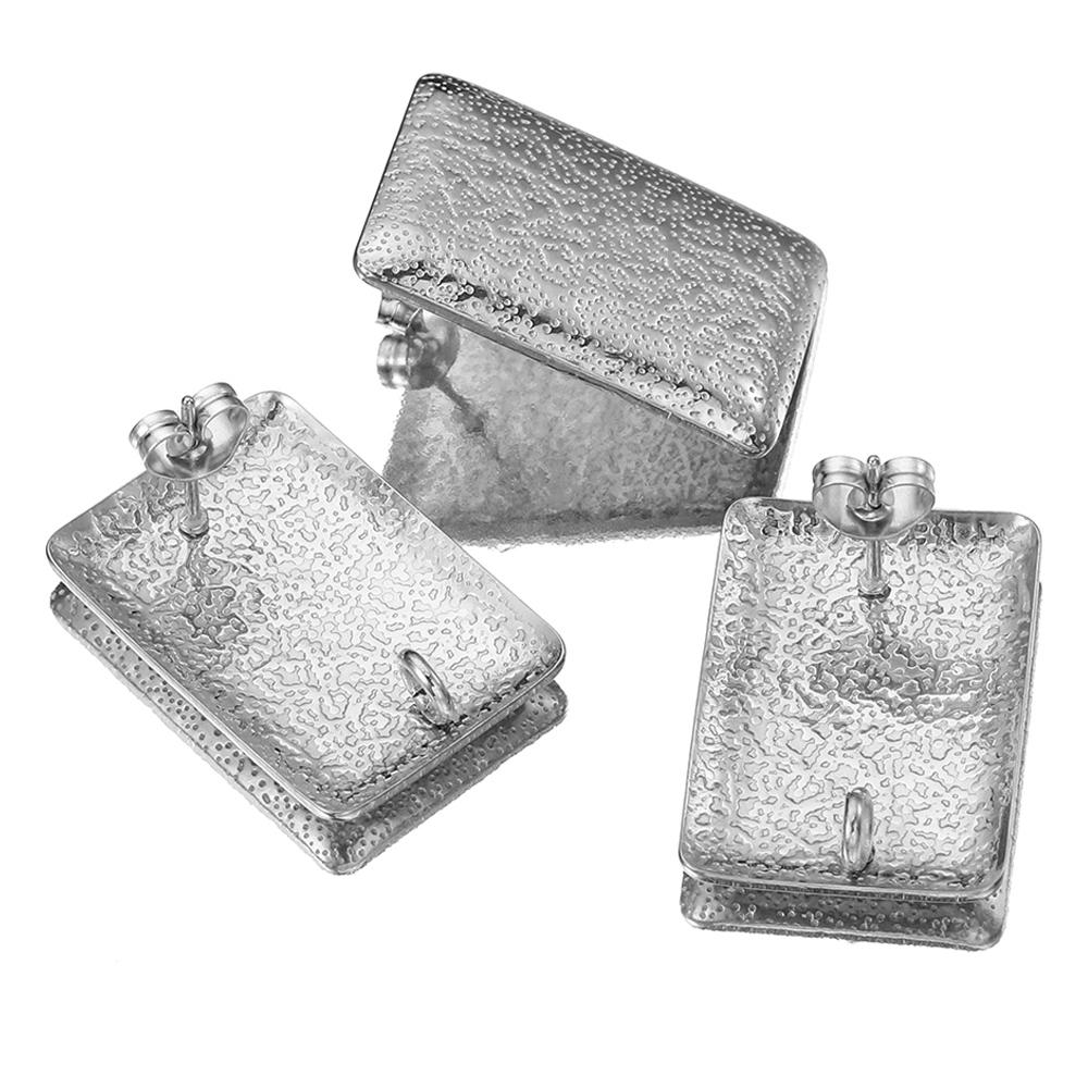 No Fade 10pcs Stainless Steel Ear Studs Embossing Star Oval Rectangle with Back Plug Dangle Ring Earrings for Jewelry Making DIY