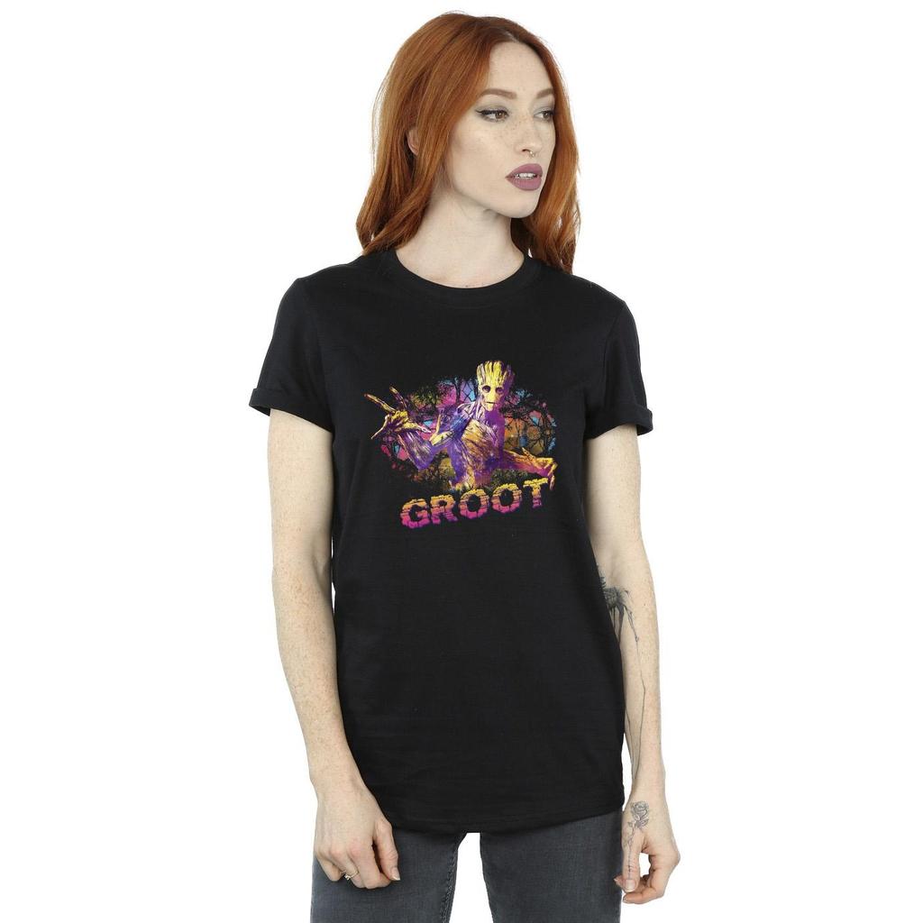 Marvel Womens/Ladies Guardians Of The Galaxy Abstract Groot Cotton Boyfriend T-Shirt