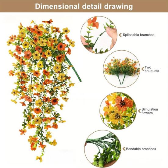 1/4 шт. Подвесной искусственный цветок фиалки, Устойчивый к УФ-лучам, Искусственный шелковый цветок