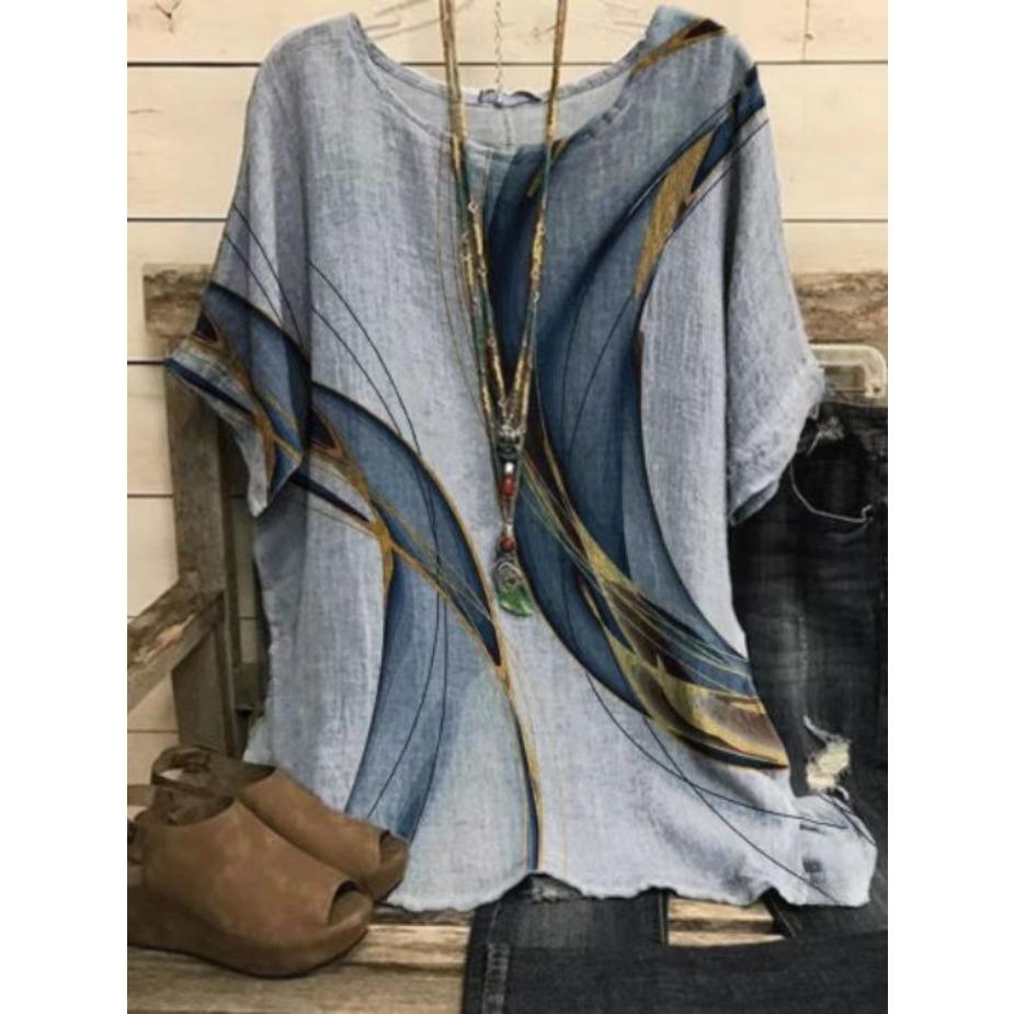 Весна Лето Топы Женские Повседневные 3D Кошка Животное Принт Футболка Винтаж Свободная Футболка С Коротким Рукавом Плюс Размер