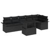 7-piece Garden Sofa Set with Black Poly Rattan Cushions, 2-seater Garden Sofa with Storage and Cushions 3357036