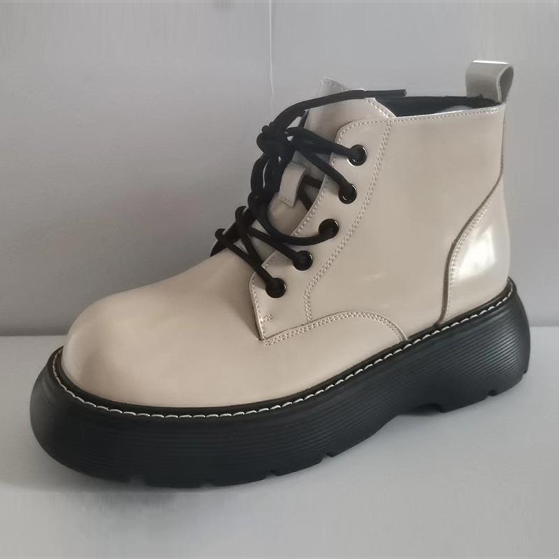 Кожаные ботинки Мартин женские 2025 осень новые грубый каблук платформа короткие ботинки детские высокий каблук полусапоги повседневные женские ботинки тренд