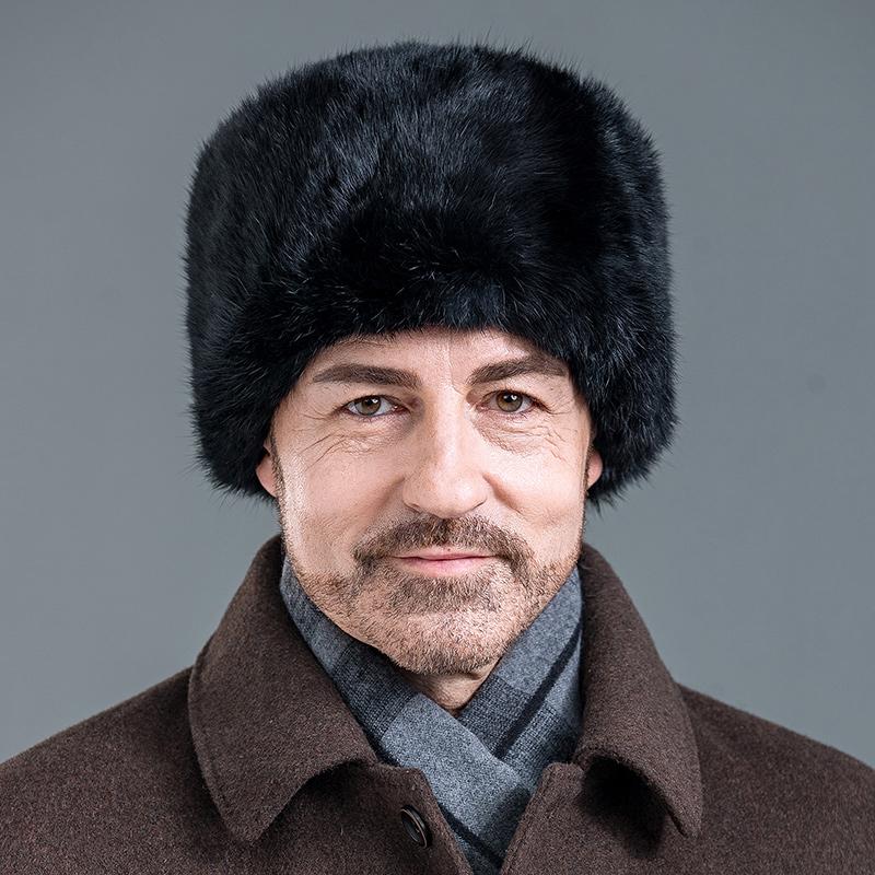 Шапка из кроличьего меха для мужчин, зимние теплые ветрозащитные зимние шапки
