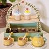 Children's Simulation Play House Afternoon Tea Set Dining Kitchen Wooden Double Layer Portable Dessert Cake Stand Educational Toys