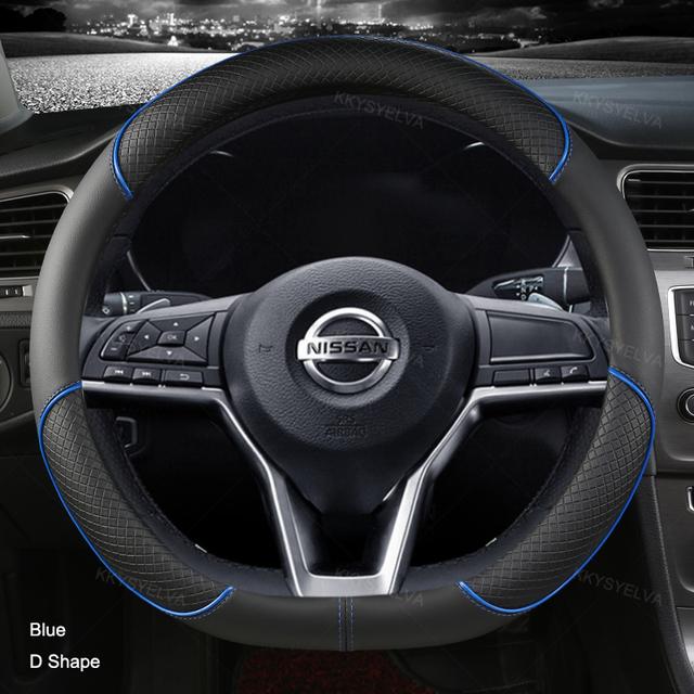 Автомобильный чехол на руль D Тип из искусственной кожи для Nissan X-trail Qashqai Rogue Sport Rogue 2017 2018 Altima Versa