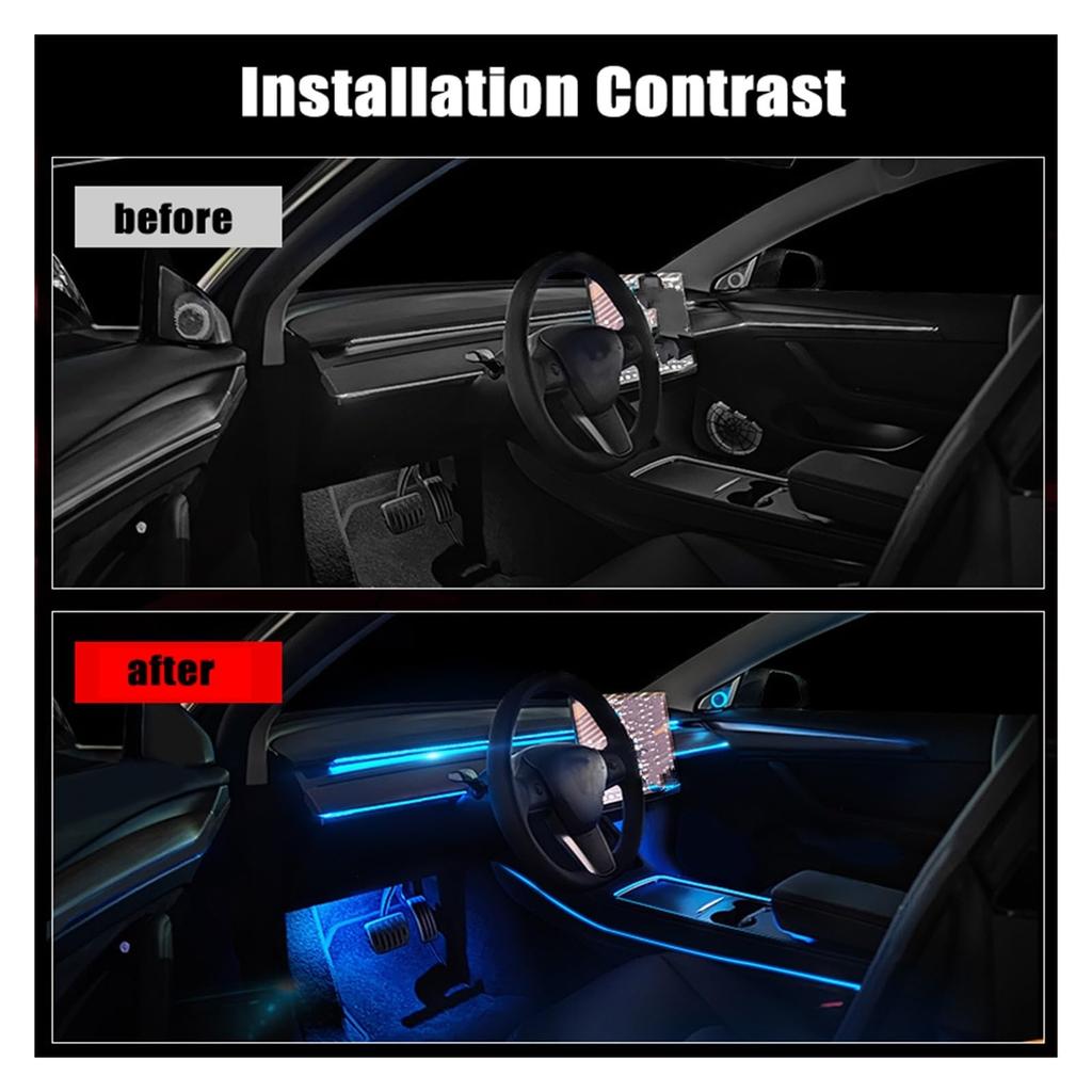 Детали интерьера 21-22 для Tesla Model 3 Y Светодиодная лента для подсветки салона Неоновая подсветка