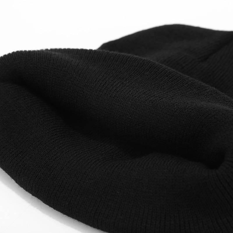 Cute Puppy Head Sticker Knitted Hat Autumn and Winter Street Fashion Crimped Pullover Black Hat