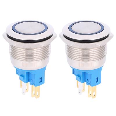 2 шт. DC12 24V IP65 22мм Кольцо Кнопка Сброса 6-контактный Кнопочный Переключатель АксессуарыСиний
