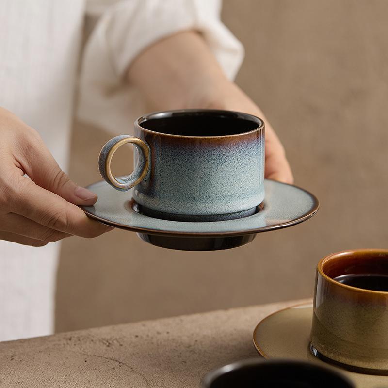 Печная кофейная чашка с блюдцем Бытовая керамическая чашка для латте Чашка для американского кофе с блюдцем Чашка для послеобеденного чая Чашка для кофе латте