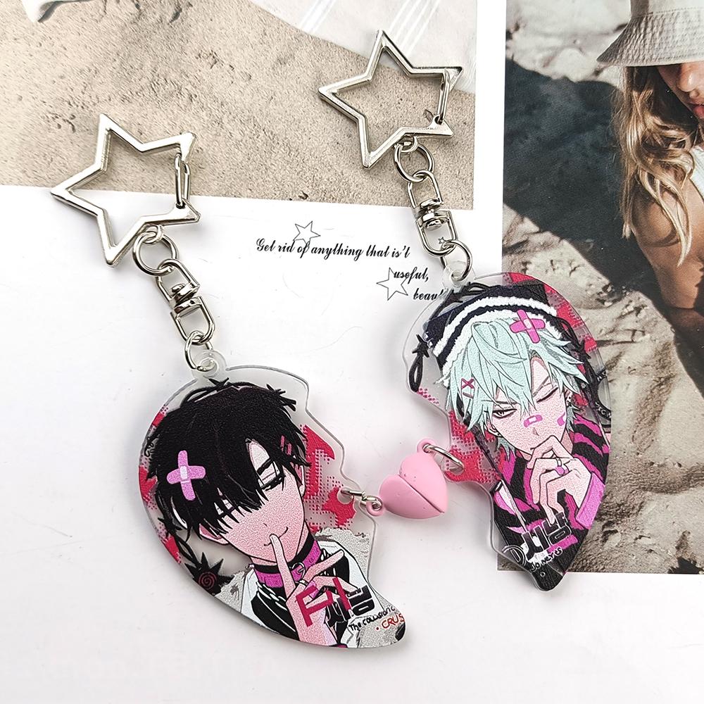 Anime ALIEN STAGE Keychain Till Ivan Heart-Shaped Magnetic Pendant Cute Bag Pendant Key Ring Acrylic Cartoon Girl Gifts