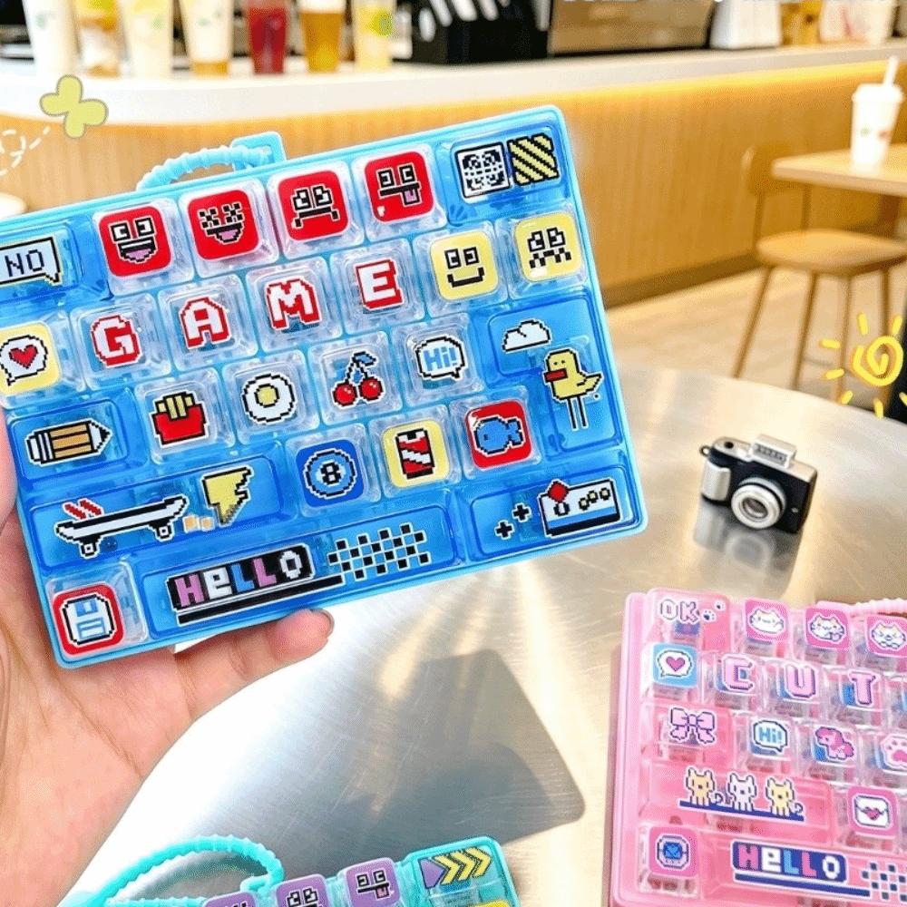 Creative Fidget Gadget Cartoon Pattern Sensory Charm Cute Style 26-Keycap Keychain Backpack Decor