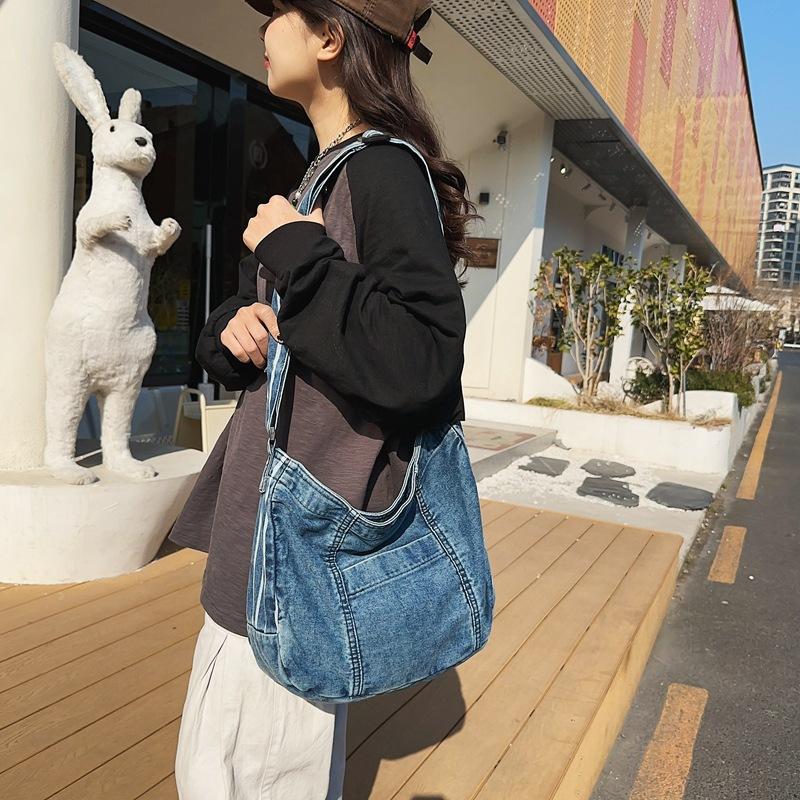 Denim Tote Bag Women's Large Capacity Shoulder Crossbody Bag