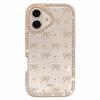 For iPhone 16 Case Epoxy Design TPU+PC Phone Cover with Bowknot Pattern,Rhinestone Decor