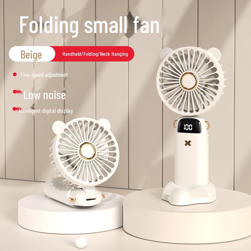 Мини-5-скоростной портативный перезаряжаемый электрический вентилятор 2024 года — студенческий мультяшный дизайн
