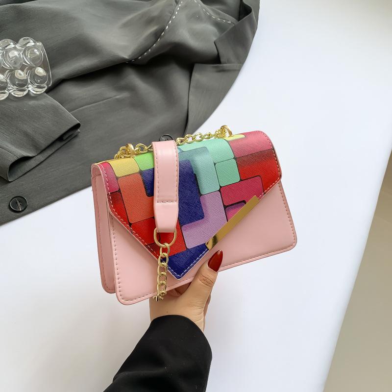 Персонализированная модная косая контрастная летняя новая модная цепочка простая ручная сумка через плечо на одно плечо маленькая квадратная сумка для женщин