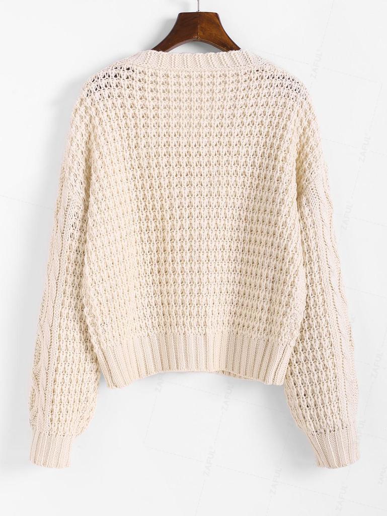 ZAFUL Кардиган Fisherman с пуговицами и косами