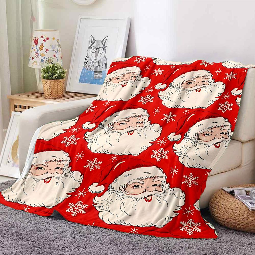 1pc Santa Claus Design Blanket Warm, Cozy, And Soft, Suitable for Sofas, Beds, Cars, And Office Use.Perfect for Camping And Travel, Making It a Great