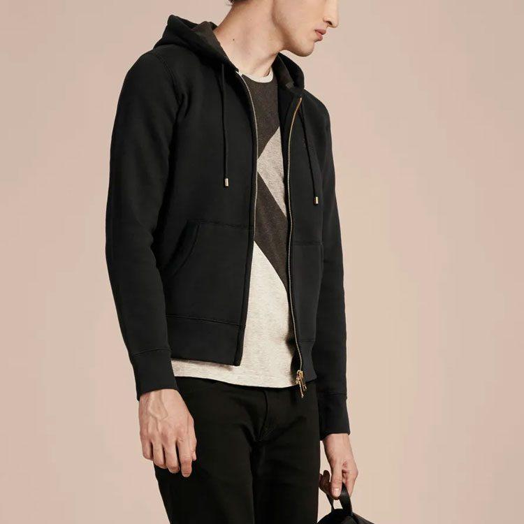 Burberry Мужская толстовка с капюшоном на молнии в клетку Clarendon Черный/Серый 40155581