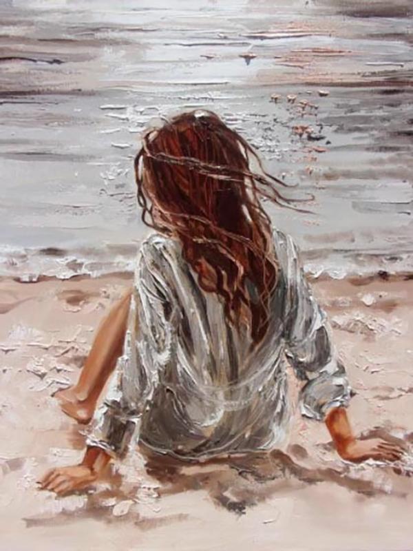 Diy 5d полная алмазная живопись мультфильм вышивка квадратная круглая дрель приморский пляж девушка мозаика вышивка крестом ручная работа искусство хобби