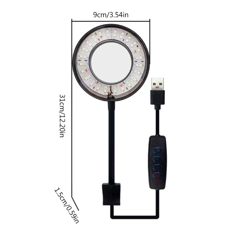 USB 8 Вт Аквариумный светодиодный светильник Clip-on Light 360-градусный вращающийся светильник для аквариумов для выращивания растений в соленой воде 4 цвета регулируемый