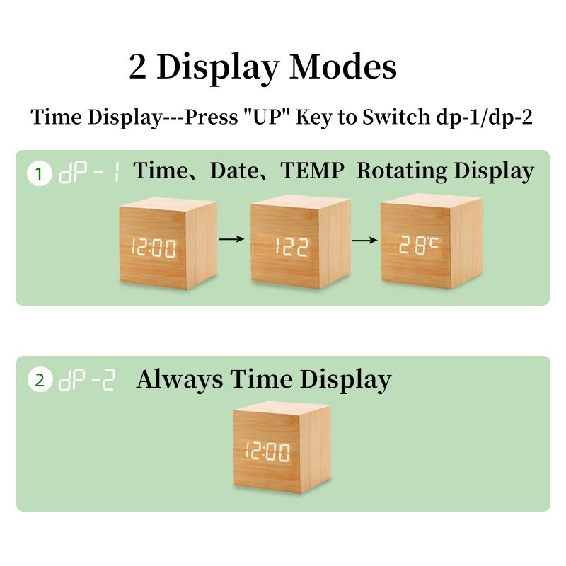 Голосовое управление Деревянный цифровой будильник TEMP Дата 3 будильника Настольные электронные часы 12/24H USB питание светодиодные прикроватные часы