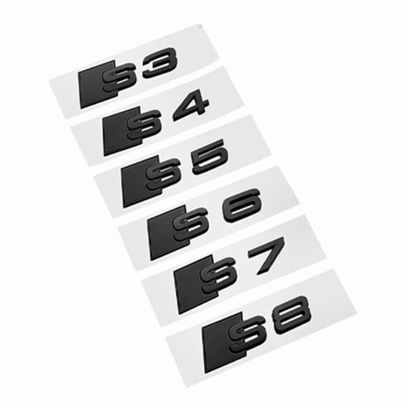 3D ABS Black Car Rear Trunk Emblem Badge Decal For Audi S3 S4 S5 S6 S7 S8 Logo Sticker Accrssorie