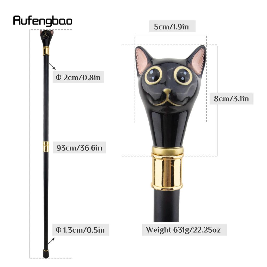 Черный, золотой кот, джентльмен, котенок, трость, модная трость, ручка джентльмена, трость, 93 см