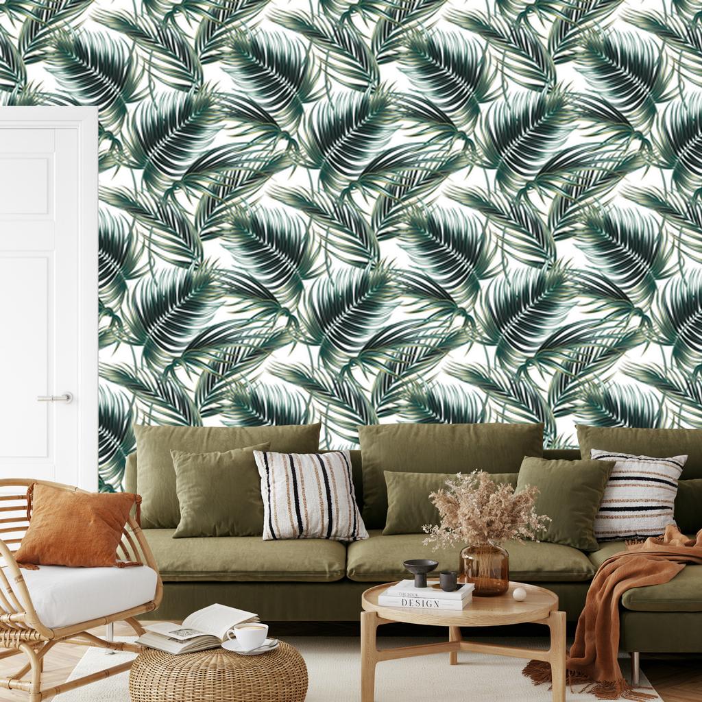 Fashionable palm leaves wallpaper for living room and bedroom 50x1000