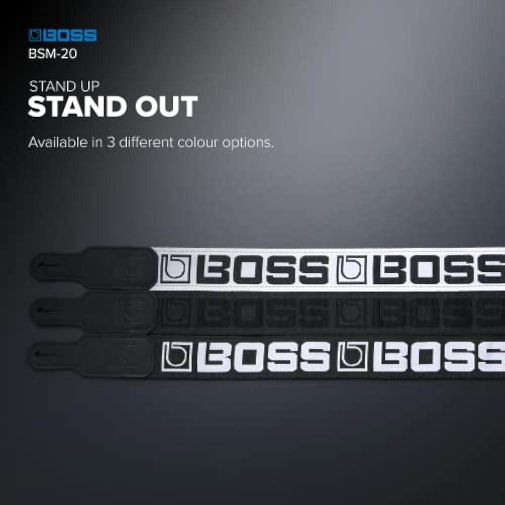 [BOSS] Boss BSM-20-WB Guitar Strap 5cm Wide Monogram White for Guitar/Bass
