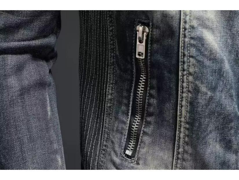 Мужская джинсовая мотокуртка в европейском ретро-стиле, облегающего кроя, с влиянием американских трендов